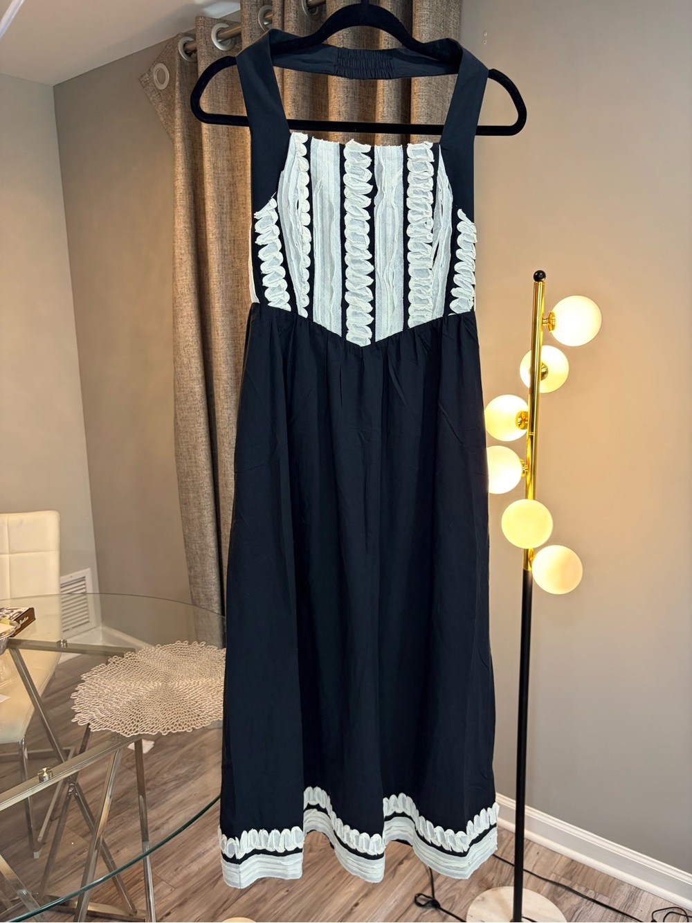 Adelyn Rae Black Dress with White Embroidered Bodice